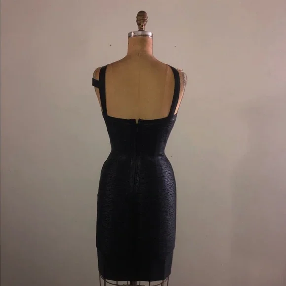 [Gstudio] Black Leather effects Cutout Sexy Bandage Body-con Mini Corset Dress - Picture 8 of 16